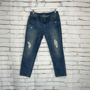 Jennifer Lopez Boyfriend Jeans Mid Rise Distressed Medium Wash Women’s 4 Grunge